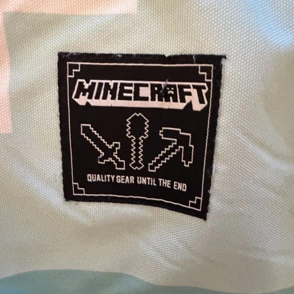 Minecraft JINX Teal Diamond Armor Pixels Backpack Rucksack Book Bag Sword Pulls